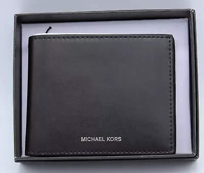 New Authentic Michael Kors Slim Warren Billfold Black Mens Wallet 86s0lwrf5l • $49.99