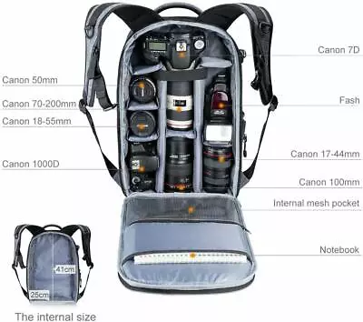 K&F Concept DSLR Camera Backpack For Canon Nikon Sony Waterproof Large Capacity • $94.99