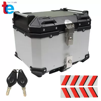 Aluminum Motorcycle Rear Top Case Trunk Luggage Tour Tail Box Storage Silver 45L • $86.99