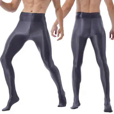 Men Sexy Super Shiny Elastic Pantyhose Fitness Sports Tights Underwear Stockings • £12.50