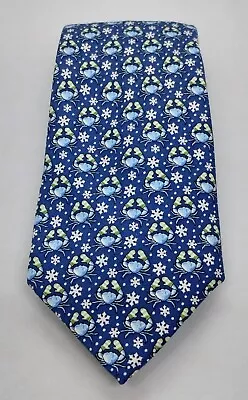 VINEYARD VINES Martha's Boys Silk Necktie. Blue Crab W/ Mittens & Snowflakes EUC • $17.56