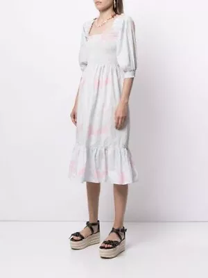 Cecilie Copenhagen Tie Dye Signe Pink Smock Midi Dress Size S Organic Cotton • $132.30