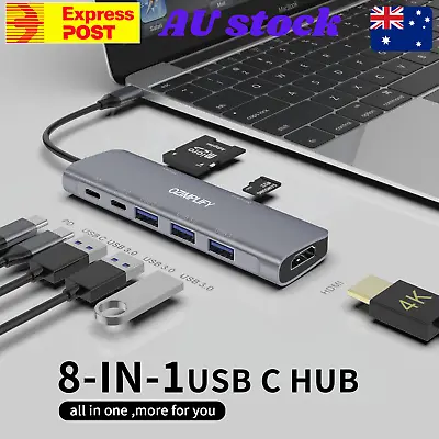 All New 8-in-1 USB C Type C Hub 4K HDMI SD TF Adapter Cable For Laptop Mac • $27.99