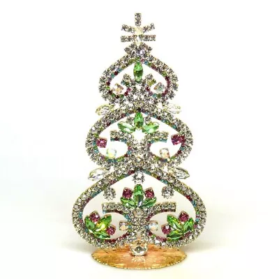 Czech Rhinestone Xmas Standing Tree Decoration 16cm - FREE SHIPPING • $69.90