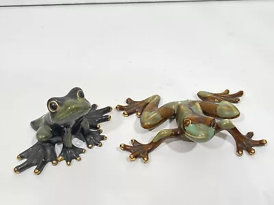 2pc Hand Painted Ceramic Happy Frog Figurines  • $9.99