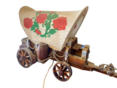 $40 • Buy Conestoga Covered Wagon Lamp Light Sooner Schooner Floral Western Decor Vintage