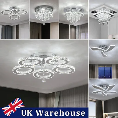 £45.99 • Buy Crystal Chandelier Square/Round Ceiling Light LED Lamp Pendant Light Living Room