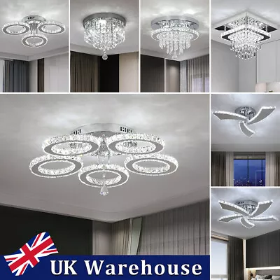 Crystal Chandelier Square/Round Ceiling Light LED Lamp Pendant Light Living Room • £45.99