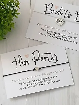 £1 • Buy 🖤Elegant-Classy Heart Design Hen Party-Wedding -Favour -Gifts- Wish Bracelet 🖤