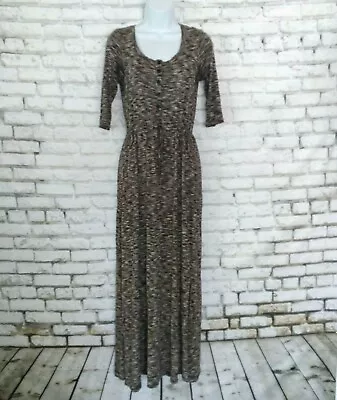 Spense Dress Womens Small Black Brown Viscose Scoop Neck Half Sleeve Long Maxi • $24.99