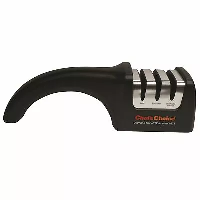 NEW CHEFS CHOICE DIAMOND HONE MANUAL KNIFE SHARPENER Black 3 Stage MODEL 4633 • $107.95