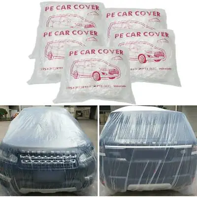 5 PACK Clear Plastic Temporary Universal Disposable Car Cover Rain Dust Garage • $29.19