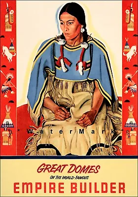 Montana Great Northern Railroad 1955 Blackfeet Woman Vintage Poster Print Retro  • $21.58