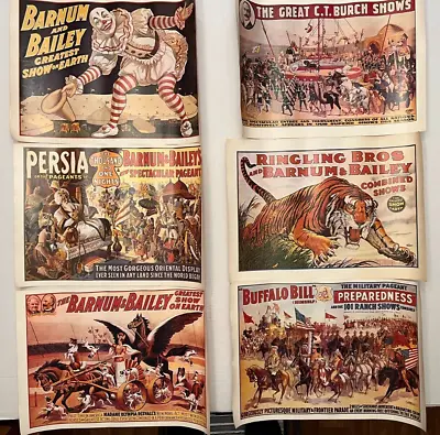 6 VTG Circus Poster Reproduction Ringling Bros & Barnum Bailey & Buffalo Bill • $10