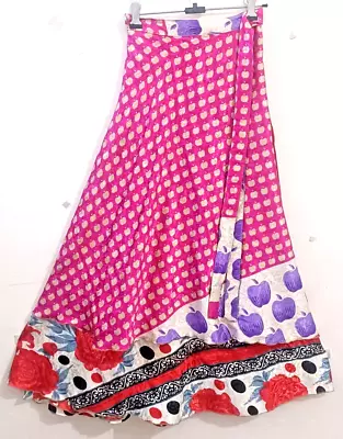 Women Silk Sari Recycled Magic Wrap Around Skirt Reversible Maxi Vintage Dress • $38.29