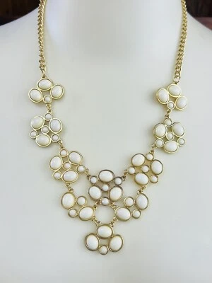 $0.99 • Buy Vintage White Enamel Bubble Cluster Statement Necklace 18' Adjustable