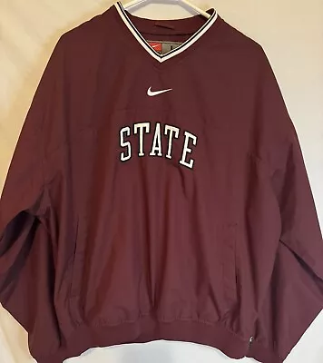 Mississippi State Y2K Nike Team Jacket Mens Size Large Burgundy Swoosh • $25