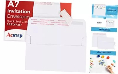  50PACK 5 X 7 Envelopes A7 Envelopes Self Seal For A7(5 1/4 X 7 1/4) White • $11.42