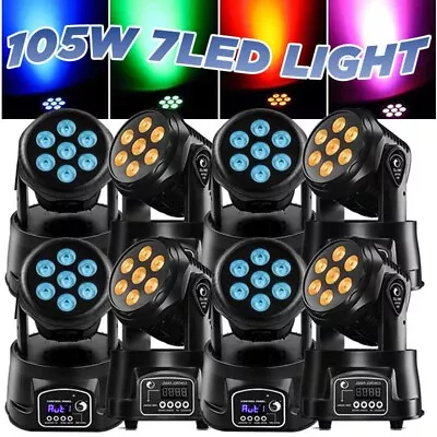 105W Moving Head Stage Lighting RGBW Wash 7LED DMX Mini Light DJ Disco Lights US • $62.39