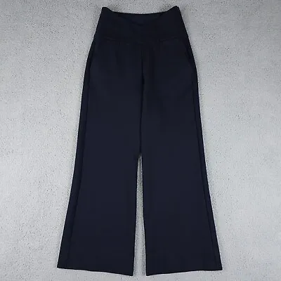 CAbi Pants Womens 4 Blue Coco Wide Leg Ponte Knit V Waist High Rise Trouser • $27