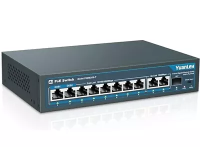 YuanLey 10 Port Gigabit PoE Switch With 8 Poe Unmanaged With 2 1000Mbps Uplink • $20