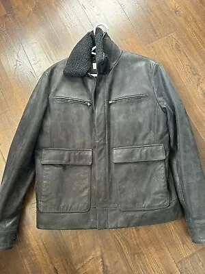 MICHAEL KORS Frosted Black Shearling Real Leather Jacket • $189