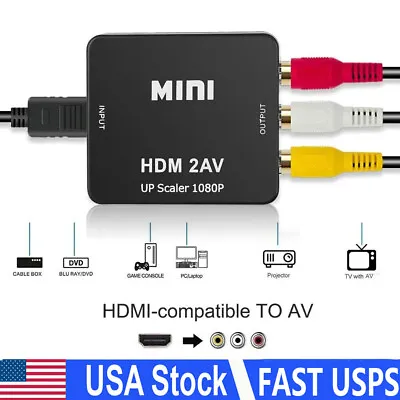 1080P HDMI To RCA Mini Composite Audio Video AV CVBS Adapter Converter For HD TV • $9.37