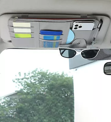 Gray Car Sun Visor Organizer Pouch Bag Muti-Function Pocket Card Storage Holder • $6.78