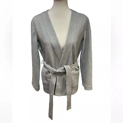 J.Crew Kimono Sweater Blazer Cardigan Women's Medium Gray Cotton Tie-Waist • $25