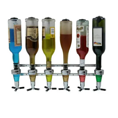 6 Bottle Alcohol Liquor Dispenser Stand Wall Mounted Drink Beer Wine Bar Butler • $33.25