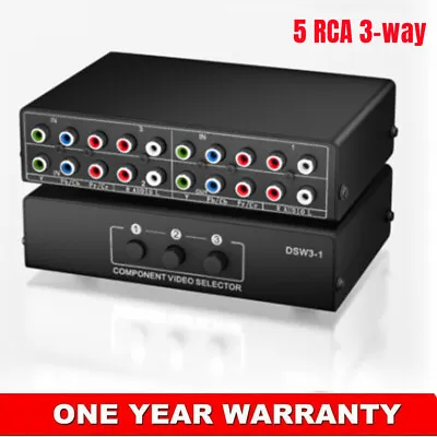  5 RCA RGB Component Video Switch Selector Box AV Switcher 3-Way YPbPr Cable  • $40.69