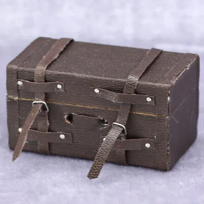 1pc 1:12 Scale Dollhouse Miniature Fashion Retro Leather Wood Suitcase Luggage • $8.29