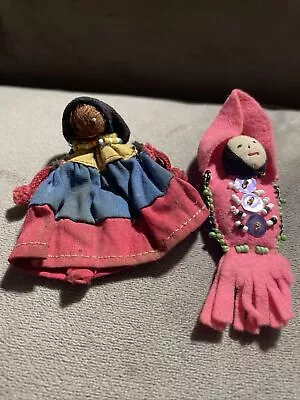 $34.99 • Buy VINTAGE Palmetto Fiber & Cloth INDIAN DOLL And PAPOOSE Handmade Beads Seminole??