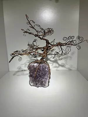 Repurposed Copper Wire Tree Handmade Atop Amethyst Chunk • $20