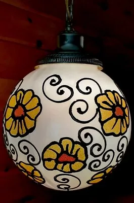 Vtg 1960's-70's Retro Flower Child Ball Hanging Swag Light/Lamp  • $365.75