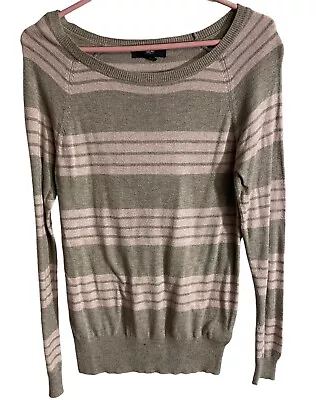 Mossimo Sweater Womens Size M  Round Neck Striped Pink And Tan Long Sleeved  • $6.44