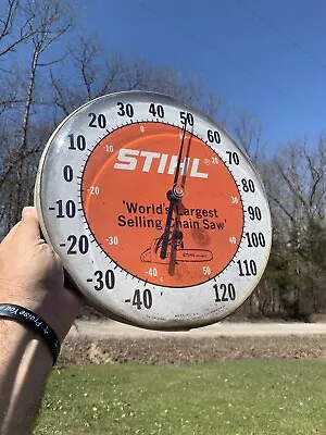 Vintage Stihl Chain Saw Thermometer ORIGINAL JUMBO DIAL OHIO THERMOMETER Sign • $149.99