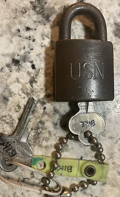 Vintage Eagle Lock Co Terryville Conn USN US Navy Brass Padlock With 2 Keys • $29.99