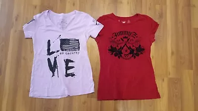 Vintage Jimmy Z Red Graphic Tshirt SZ L & GS Love Flag Shirt • $21