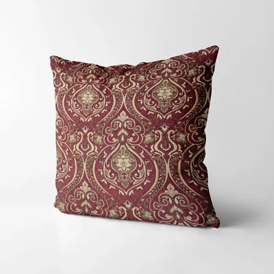 Wk221a Gold On Red Damask Chenille Flower Throw Cushion Cover/Pillow Case *Size • £44.59