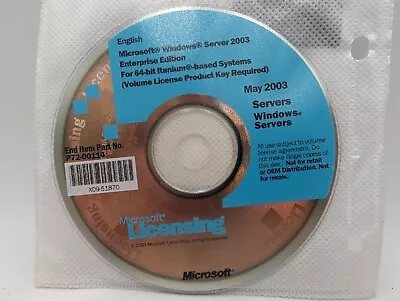 Microsoft Licensing Windows Server 2003 Enterprise Edition CD Disc May 2003 • $14.95