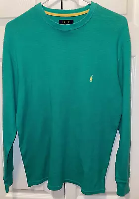 Polo Ralph Lauren Men's Green Long Sleeve Thermal Pullover Shirt Size M • $19.89