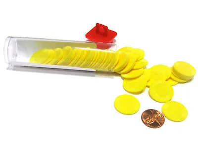 Set Of 50 7/8  Easy Stacking Plastic Mini Playing Poker Chips - Yellow • $7.99