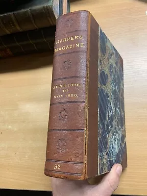 1896  HARPER MONTHLY MAGAZINE  BOUND VOLUMES MARK TWAIN VOL 32 2kg BOOK (P10) • $241.34