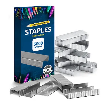 5000 Office Staples 26/6 | Standard Fit 26/6mm Staples For Desktop Staplers • £2.99