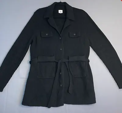 CABI Jackie Cardigan Womens Large Black Belted Knit Button Front Jacket #6174 • $31.99