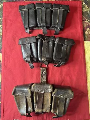 WWII WW2 German Ammunition Pouch Lot Of 3 RBnr 1944  Ammo Three Cell K98 Rough • $52