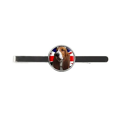 Basset Hound Union Jack Men's Tie Slide Bar Birthday Wedding Gift C376 • £8.99