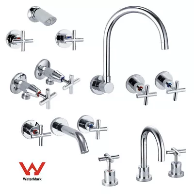 Chrome Full Turn Wall Top Shower Bath Basin Washing Machine Stops Tap Set Spout • $50.60