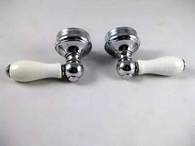 Vintage Salvage White Porcelain Faucet Water Handles Replacement • $9.99